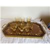 Image 1 : Inlaid tray and assorted drink glasses