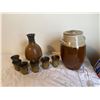 Image 1 : Studio pottery jug and cups signed lidded pottery jug