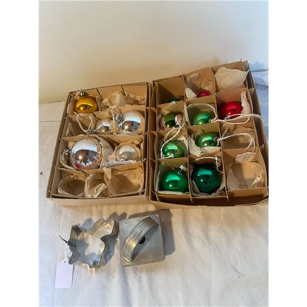 Vintage Christmas ornaments and cookie cutters