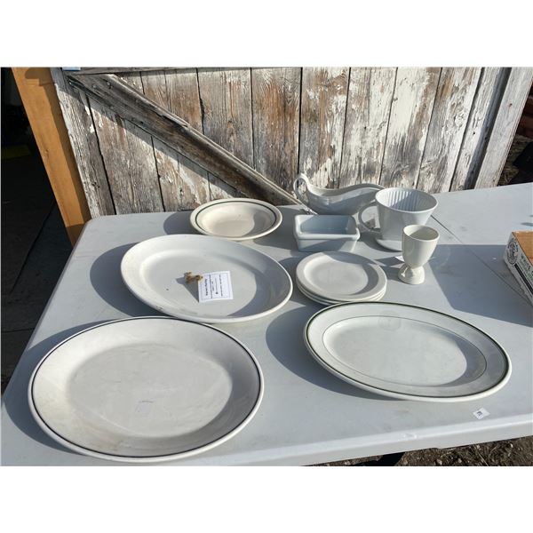 Iron stone platter and other dishes