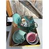 Image 1 : Poole pottery twin tins saucers,Pyrex and other