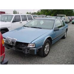 89 MERCURY COUGAR FRNT END DAMAGE 2DR EXMT.                           