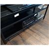 Image 1 : Black TV stand  47.5"w 16"d 19.5h with glass shelves Electronics not included