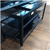 Image 3 : Black TV stand  47.5"w 16"d 19.5h with glass shelves Electronics not included