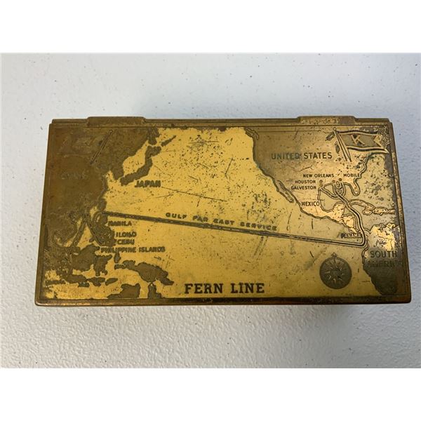 VINTAGE FERN LINE BRASS CIGARETTE BOX