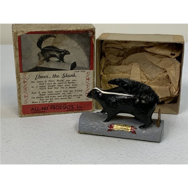VINTAGE ALL-NU PRODUCTS NEW YORK ELMER THE SKUNK FIGURINE BOXED