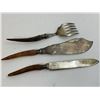 Image 3 : ANTIQUE SILVER AND STAG HORN GRIPS SERVING UTENSILS