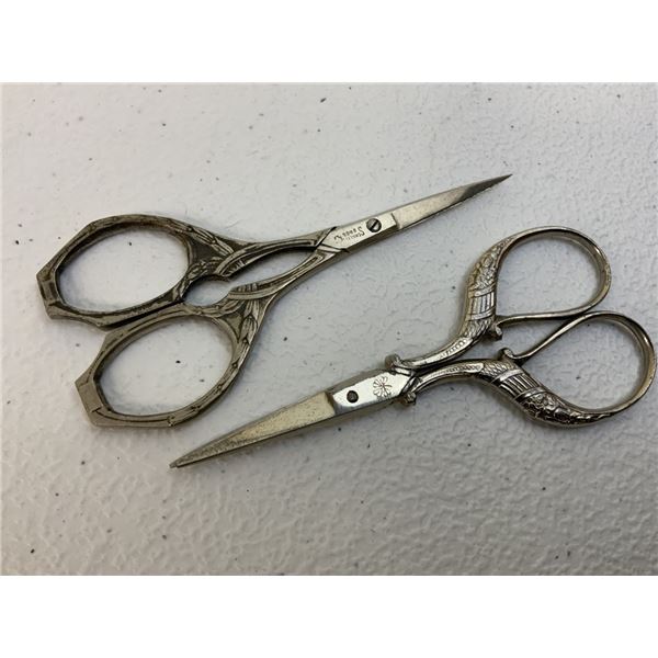 ANTIQUE GERMAN ART DECO PAIR OF SEWING EMBROIDERY SCISSORS