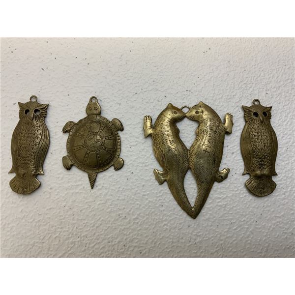 SET OF 4 BRASS DECORATIVE PENDANTS