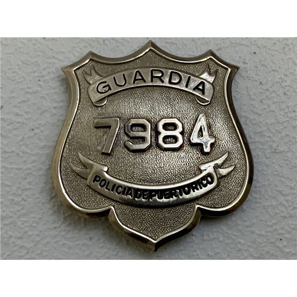 VINTAGE OBSOLETE RARE PUERTO RICO POLICE BADGE