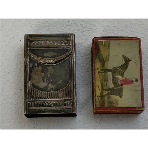 IMPERIAL GERMAN 800 SILVER MATCH COVER WITH BOX OF MATCHES