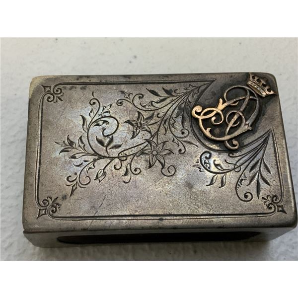 ANTIQUE IMPERIAL RUSSIAN SILVER AND GOLD MATCH COVER
