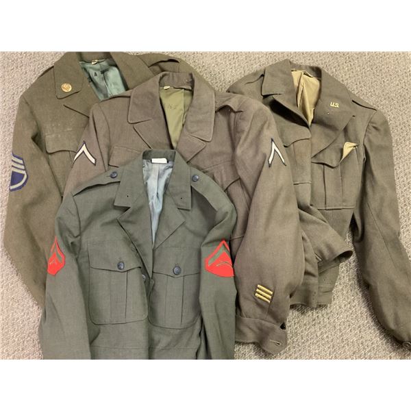 WWII AND POST US ARMY / USMC UNIFORM TUNICS SET OF 4