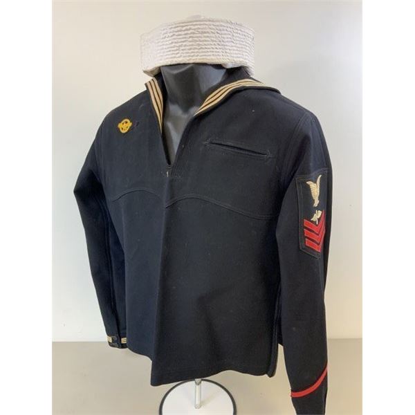 WWII US NAVY PETTY OFFICER DRESS UNIFORM JUMPER AND HAT