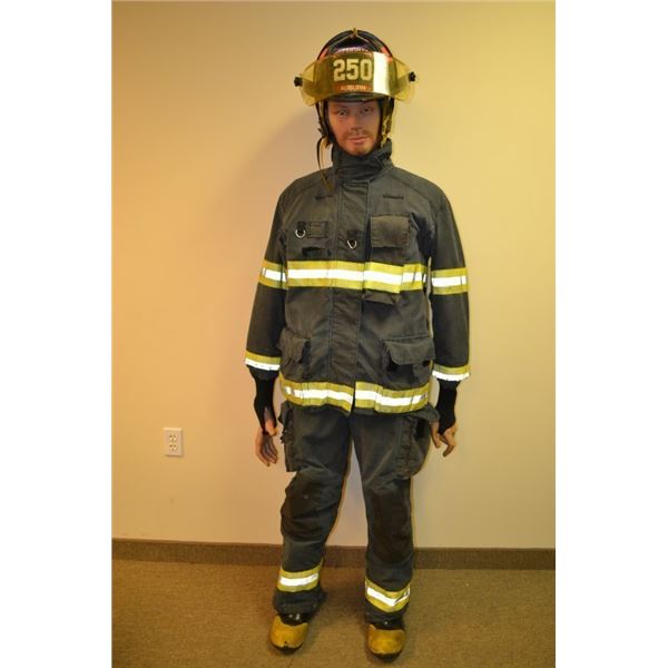 VINTAGE ORIGINAL FIREFIGHTER FULL SUIT WITH BOOTS