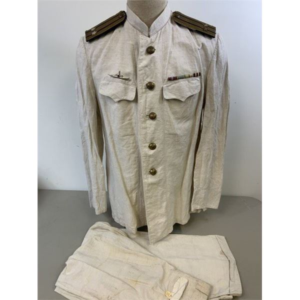 WWII SOVIET RUSSIAN NAVY SUBMARINE CAPTAIN SUMMER UNIFORM TUNIC AND PANTS
