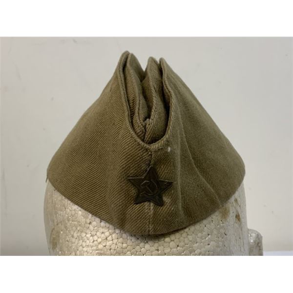 WWII STYLE SOVIET RUSSIAN PILOTKA HAT CAP WITH FIELD GREEN STAR.