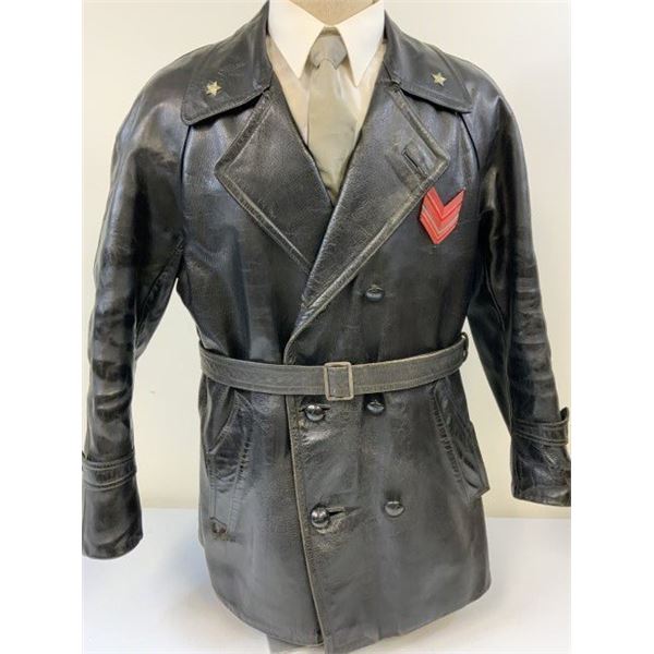 WWII ITALIAN BLACK LEATHER TANKER JACKET