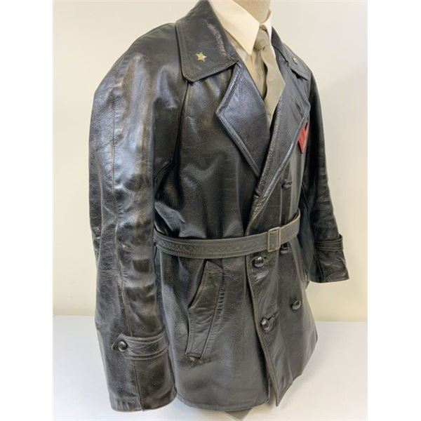 WWII ITALIAN BLACK LEATHER TANKER JACKET
