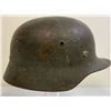 Image 1 : WWII GERMAN M35 ARMY COMBAT HELMET WITH LINER SHRAPNEL IMPACTED