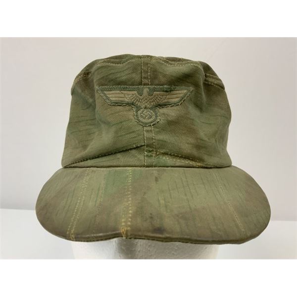 WWII GERMAN FIELD CAP MADE FROM SPLINTER CAMOUFLAGE ZELTBAHN MATERIAL