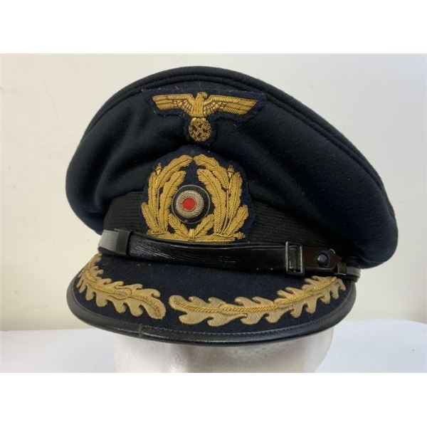 WWII GERMAN NAVY KRIEGSMARINE NAMED HIGH RANKING OFFICER BLUE VISOR CAP