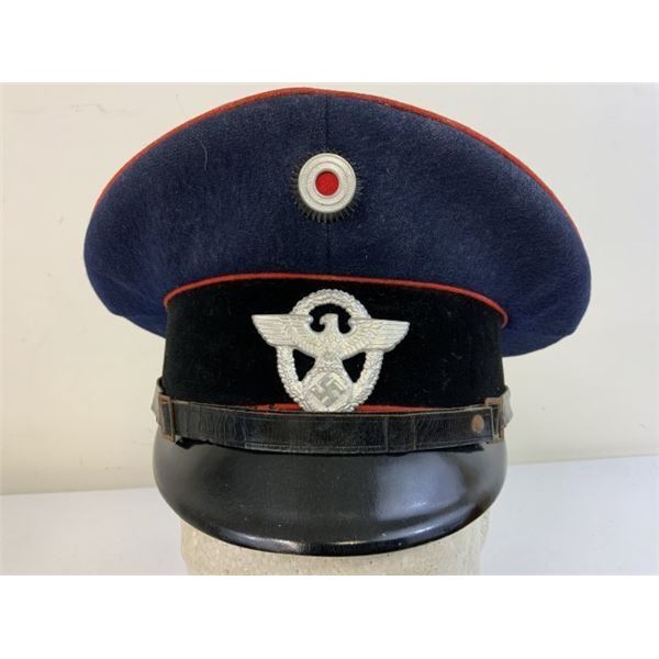 WWII GERMAN FIRE POLICE OFFICIAL VISOR HAT CAP