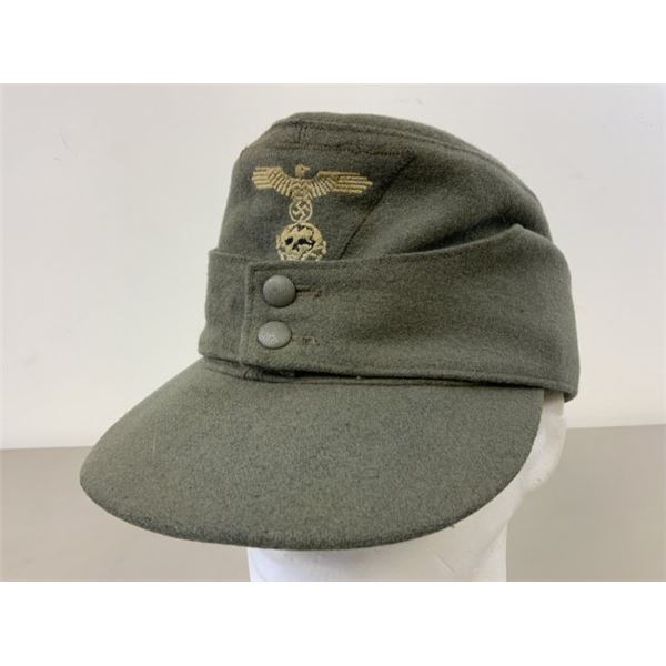 WWII GERMAN SS EM/NCO M43 LATE WAR FIELD HAT CAP