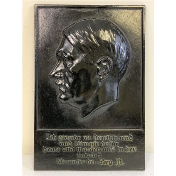 GERMANY THIRD REICH ADOLF HITLER LARGE PLAQUE W.WOLFF SIGNED