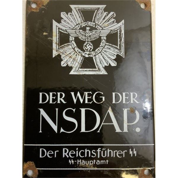 GERMANY THIRD REICH ENAMEL WALL SIGN NSADP PARTY