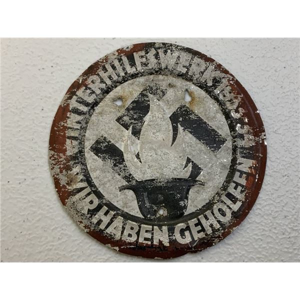 GERMANY THIRD REICH ALUMINUM WINTERHILSWERK 1933-34 NAZI GERMAN DOOR PLATE