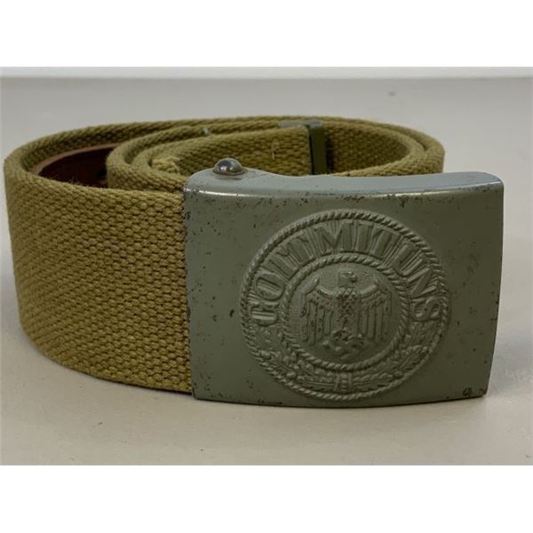 WWII GERMAN ARMY TROPICAL AFRIKA KORP WEB BELT & BUCKLE