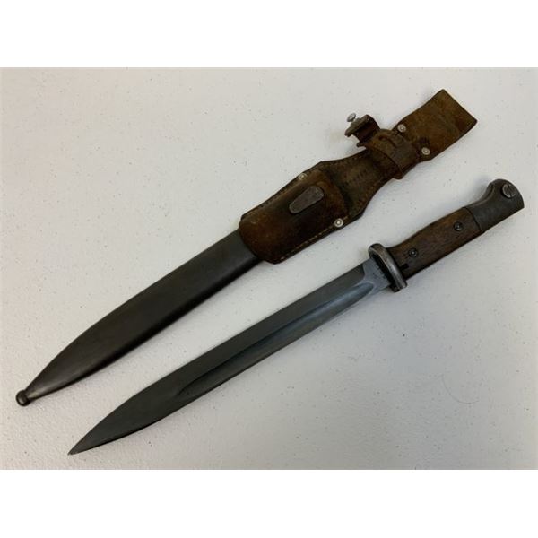 WWII GERMAN COMBAT K98 BAYONET MATCHING NUMBERS 43 asw WITH LEATHER FROG