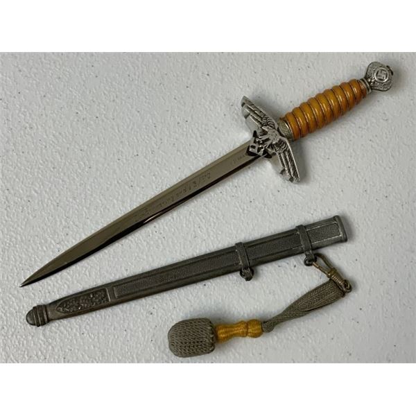 NAZI GERMAN LUFTWAFFE MINIATURE DAGGER 2nd MODEL SMF SOLINGEN DEDICATION