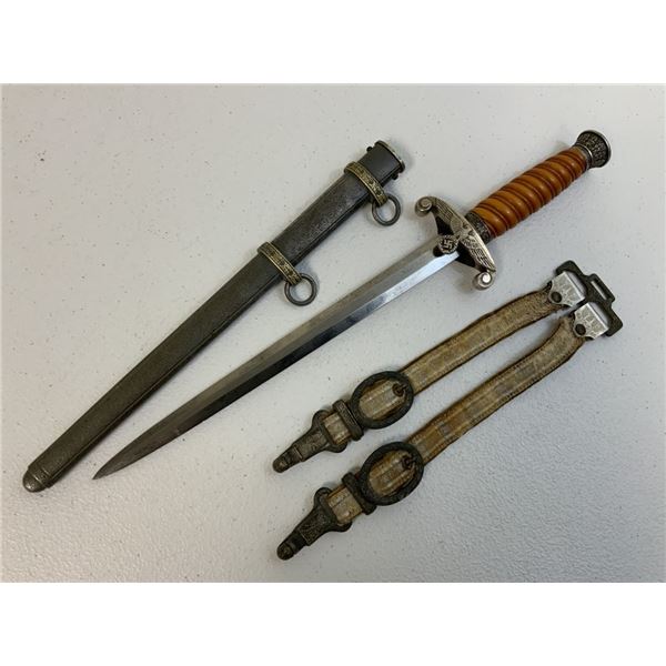 WWII GERMAN ARMY OFFICERS DRESS DAGGER  BY ALCOSO WITH OWNERS INITIALS