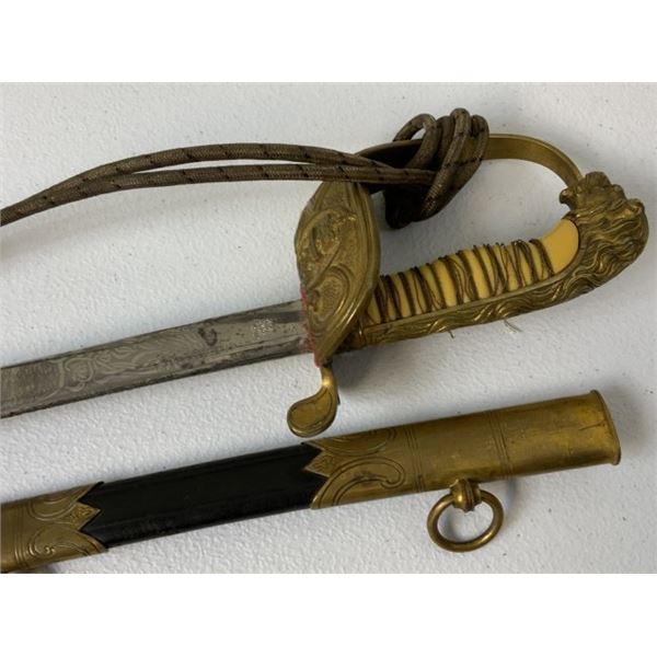 IMPERIAL GERMAN NAVY OFFICERS DRESS SWORD TRIPLE ETCHED BLADE BY WKC