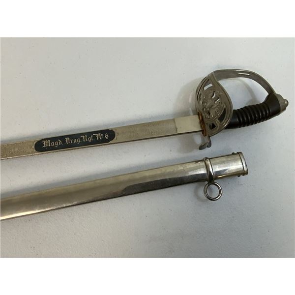 IMPERIAL GERMANY PRUSSIAN CAVALRY OFFICER SWORD ETCHED DRAGOON REGIMENT N 6