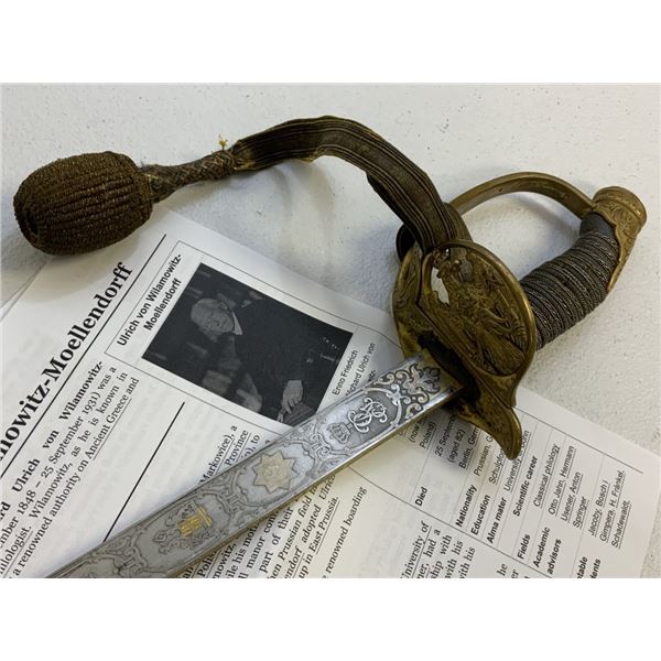 IMPERIAL GERMANY DAMASCUS BLADE HUSAR OFFICER SWORD NAMED AND RESEARCHED