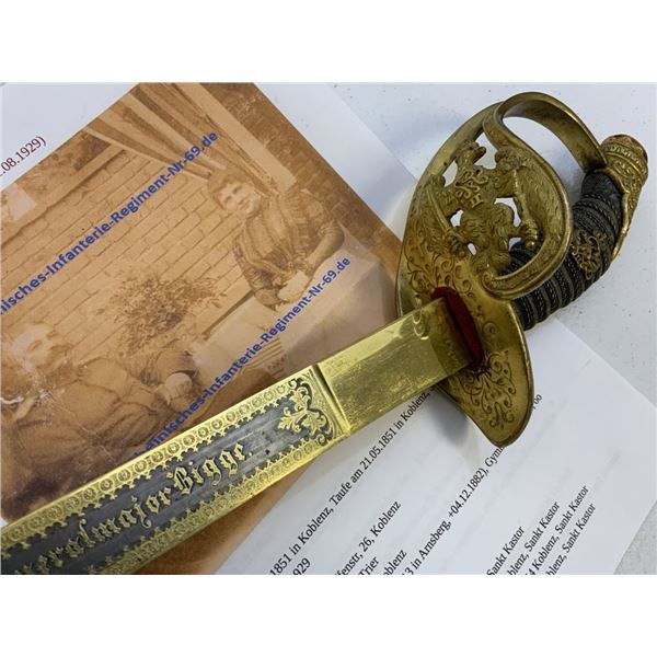 IMPERIAL GERMANY DAMASCUS AND GOLD  BLADE GENERAL PRESENTATION SWORD NAMED AND RESEARCHED