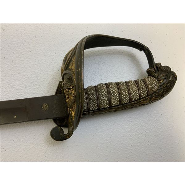 ANTIQUE BRITISH NAVY SWORD WITH LION HEAD
