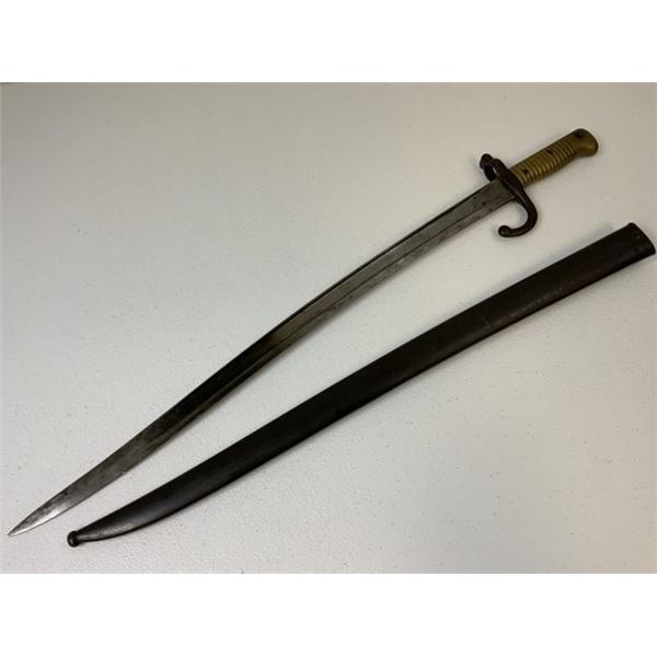 ANTIQUE FRENCH CHASSEPOT MODEL 1866 YATAGHAN SWORD BAYONET MATCHING NUMBERS