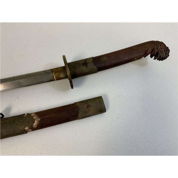JAPANESE TYPE KATANA SAMURAI SWORD WITH WOODEN DRAGON MOUNTS