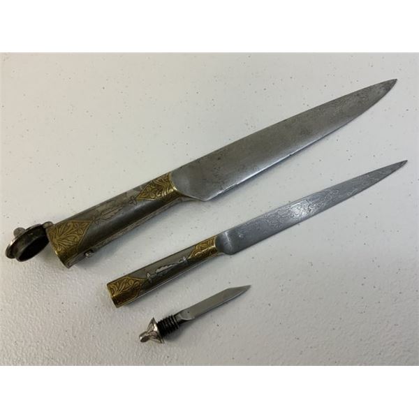 ANTIQUE PERSIAN DAMASCUS BLADES DAGGER KNIFE SET