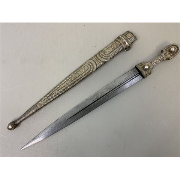 ANTIQUE IMPERIAL RUSSIAN COSSACK CAUCASIAN 84 SILVER KINJAL DAGGER