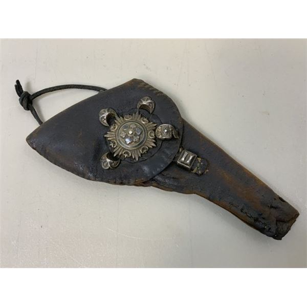 ANTIQUE RUSSIAN COSSACK SILVER DECORATED REVOLVER HOLSTER