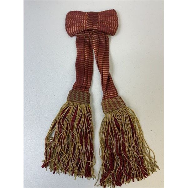 ANTIQUE VICTORIAN BRITISH OFFICERS DRESS BELT SASH WITH LARGE KNOTS