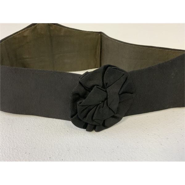 ANTIQUE BRITISH OFFICERS VICTORIAN BLACK FABRIC STABLE BELT