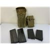 Image 1 : US VINTAGE M14 RIFLE MAGAZINES LOT WITH WWII DATED CANVAS POUCHES
