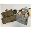 Image 1 : WWI GERMAN REENACTMENT CANVAS GAS MASK POUCH AND PERSONAL ITEMS IN THE POUCHER