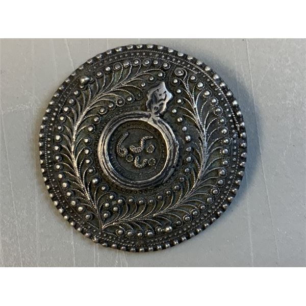 ANTIQUE SILVER FILIGREE RUSSIAN CAUCASIAN BROOCH